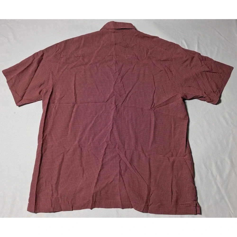 QUIKSILVER Men Large Red‎ Mini Check Nylon Blend Button-Up Shirt